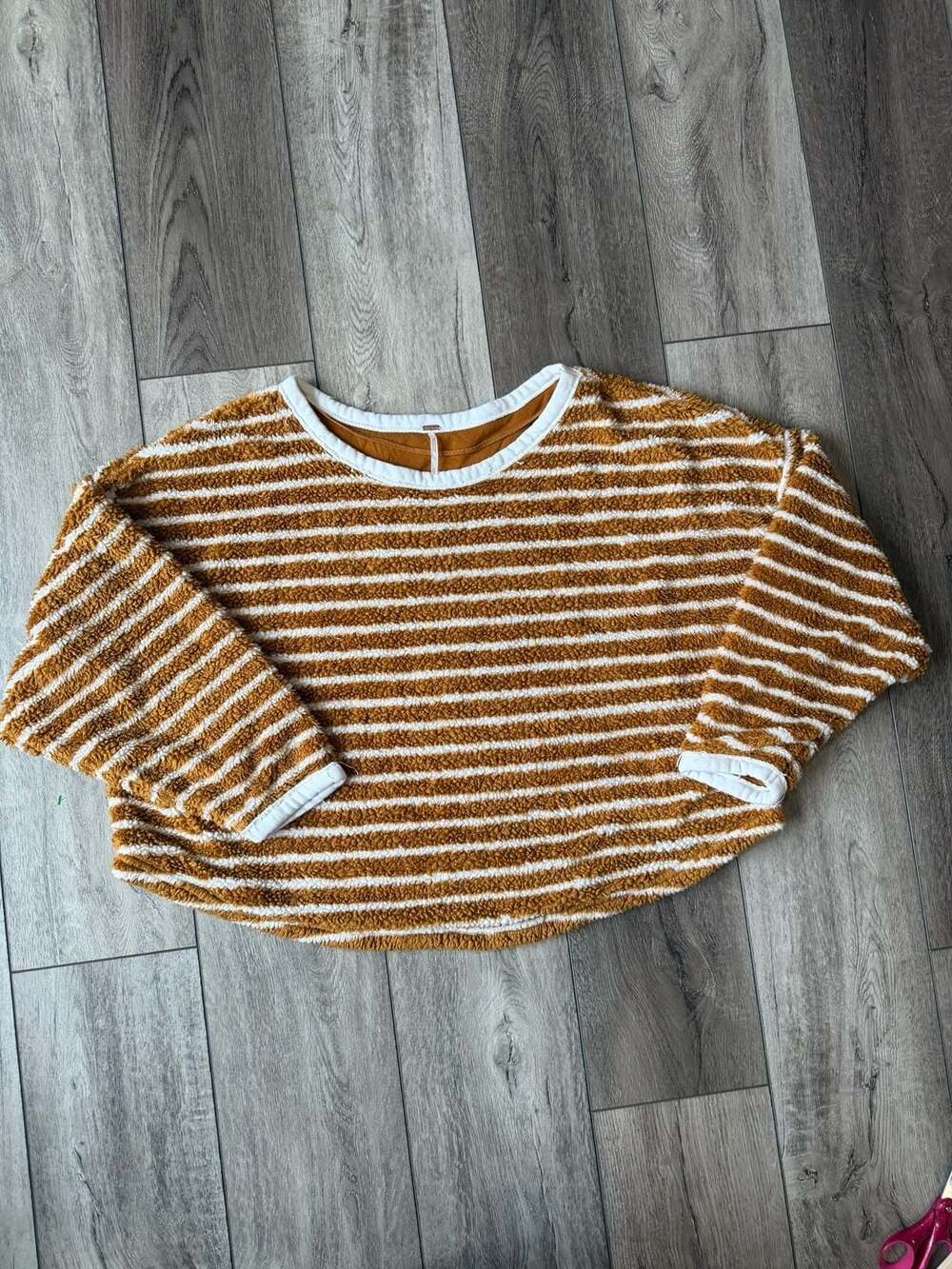 Free People Breton Striped Pullover Size S Teddy Sweater